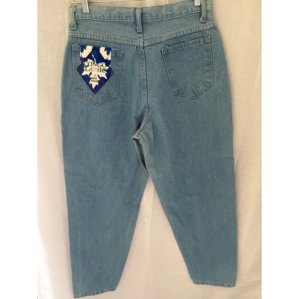 NOS Congo Jeans Vintage Tapered Leg Women 14 Blue High Waisted Cotton Mom Jeans